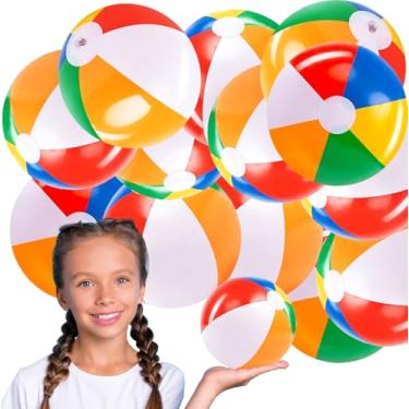Imagem de Chochkees Pacote com 48 bolas de praia de 15 cm - mini bolas de praia arco-íris infláveis perfeitas para festas na piscina e brinquedo divertido de verão