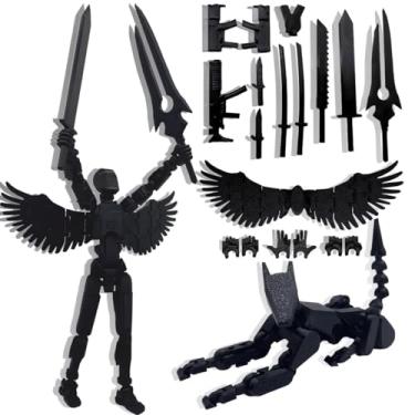 Imagem de masijssa Conjunto De Bonecos Ação T13 (Montagem Concluída) Boneco 13 Titan Robot, Brinquedo Móvel Multiarticulado Impresso Em 3D Com Articulação Completa (Preto Puro + Cachorro)