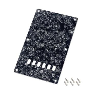 Imagem de Banworks Placa traseira de 4 camadas Strat 6 furos para guitarra elétrica Trem Tremolo capa traseira de borda reta para Squier Strat ST JT/HGB-02 Black Pearl