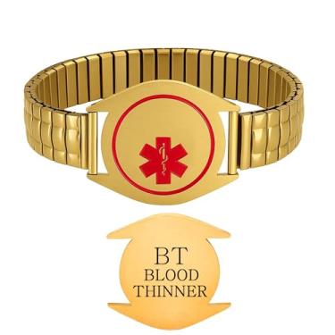 Imagem de Zircobic Pulseira unissex ajustável de alerta médico | Pulseira de identificação médica de emergência com fonte clara | Gravação frontal e traseira personalizável | Joias elegantes com alerta de saúde