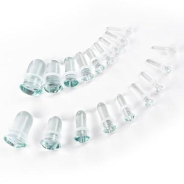 Imagem de Earblity 18 peças Aquamarine Kit de alongamento de vidro único alargador cônico curto com anéis de vedação de borracha, 1,6-10 mm (14G-00G) alargadores de orelha, alargadores de túneis, piercing