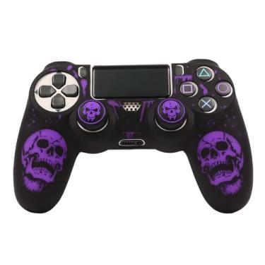 Imagem de RALAN Capa de controle Skull HeadDesign com 2 alças de polegar compatível com PS4/Playstation 4 Slim/Pro Controller