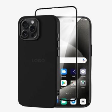 Imagem de Kit Capa Capinha Case Proteção Premium Preta Anti Impactos + Película de Vidro 3d (iPhone 15 Pro Max)