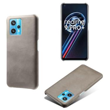 Imagem de Capa para OPPO Realme Narzo 50 Pro,Proteção contra quedas,Casca de volta de cor sólida simples,Design de couro de imitação de plástico-Gray