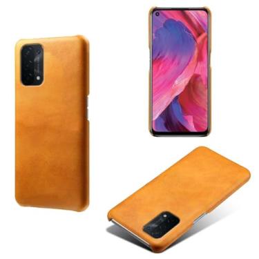 Imagem de Capa para OPPO A74 5G,Proteção contra quedas,Casca de volta de cor sólida simples,Design de couro de imitação de plástico-Orange