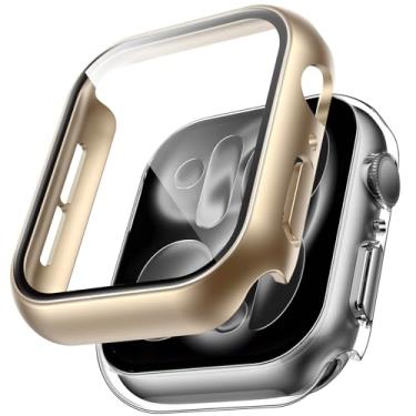 Imagem de TAURI Pacote com 2 capas rígidas para Apple Watch Series 11/10 de 46 mm, com protetor de tela de vidro temperado de policarbonato resistente a manchas e proteção geral fina para iWatch S11 de 46 mm