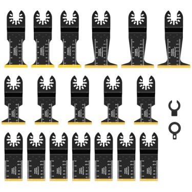 Imagem de Lâmina de ferramenta oscilante, 18 peças, lâminas multiferramentas de titânio de liberação rápida, lâminas multiferramentas universais profissionais, lâmina de faca multiferramenta oscilante para