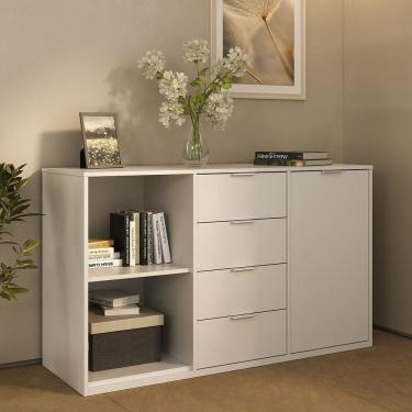 Imagem de Armário Multiuso 4 Gavetas 1 Porta 2 Nichos Branco