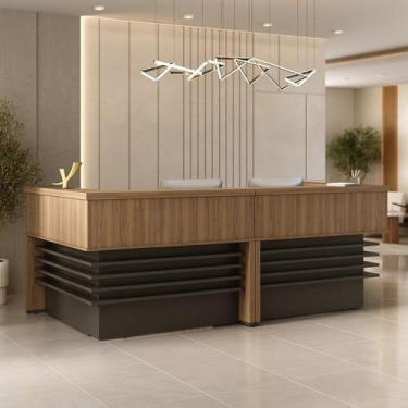 Imagem de Balcão para Atendimento Recepção 295,4cm X 147,7cm com 4 Gavetas - Art