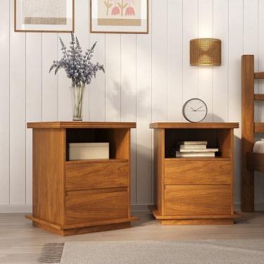 Imagem de Kit 2 mesa de cabeceira Arthur - 100% madeira  Mogno Mel