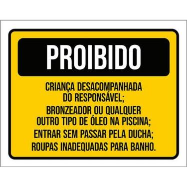 Imagem de Kit 5 Placas Proibido Criança Desacompanhada Bronzeador
