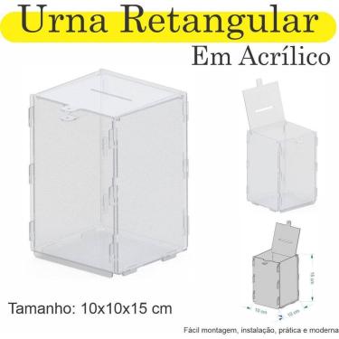 Imagem de Urna Acrilico Sorteio Caixa Sugestão Retangular 15 X 10 Cm