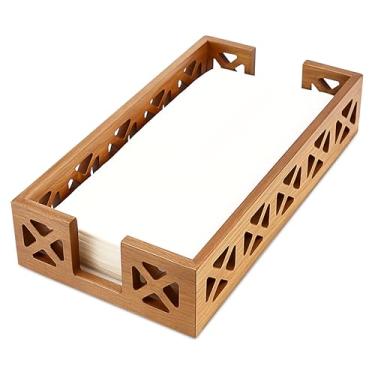 Imagem de Suporte de toalha de papel de madeira de acácia para balcão de banheiro bandejas de decoração de mesa porta-guardanapos de casa de fazenda suporte de toalha de hóspede descartável bandeja de toalhas