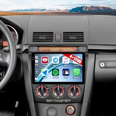Imagem de [4 + 128 G] Rádio estéreo para carro Android 15 para Mazda 3 2004-2009 com carro sem fio e Android Auto, rádio de carro de 9 polegadas com conexão espelhada, Bluetooth, FM/RDS WiFi, GPS, EQ, DSP SWC +