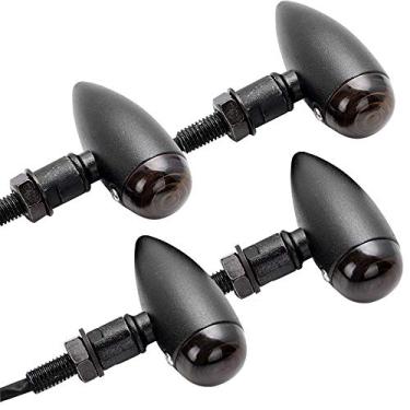 Imagem de PACASK Pacote de lentes de fumaça de pisca-pisca preto para motocicleta universal 4X para Yamaha, Suzuki, Kawasaki, bicicleta personalizada, cruiser, choppers