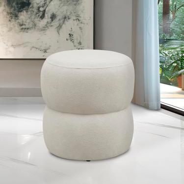 Imagem de Adonai Estofados Puff Redondo Para Sala Decorativo Barcelona Bouclé Bege