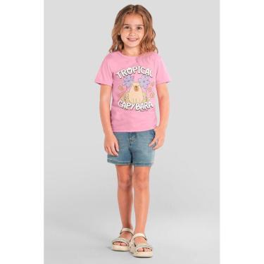 Imagem de Blusa infantil menina florida de capivara em puff Brandili
