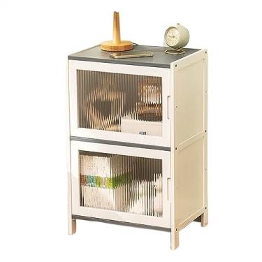 Imagem de Mesa de cabeceira minimalista prateleira de cabeceira pequena mesa de cabeceira armazenamento de madeira maciça com porta de vidro mesa de cabeceira simples para móveis de cabeceira (cor: C)