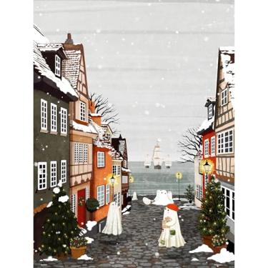 Imagem de PieceRelax Quebra-cabeças de plástico para adultos 1008 peças - Katherine Blower - Snowy Harbor Town jogos de mesa e presentes mais satisfatórios sem necessidade de tapete de quebra-cabeça [U1032]