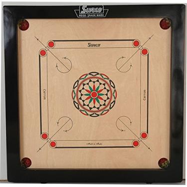 Imagem de Surco Ellora Youth Caromboard Black Indian Plywood(71.12Cmx28Xcmx71.12Cm) with Carrom Men and Striker