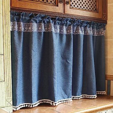 Imagem de Cortina de cozinha curta cortinas de meia janela, macias ao toque, não desbotam, cortina para janelas, para porões, cafés, lavandaria, sanefas para janelas W130 x L70 cm