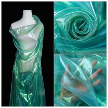 Imagem de Tecido de organza transparente iridescente - 3,3 jardas de comprimento, 149 cm de largura para bricolage, artesanato de costura, decorações de casamento e festa, tule, gaze, borda decorativa de tecido