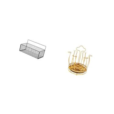 Imagem de Fenteer Cesta Organizadora de Parede de Metal Flutuante E Suporte Giratório para Escorredor de Copos para Armário de Cozinha, Banheiro E Sala de Estar