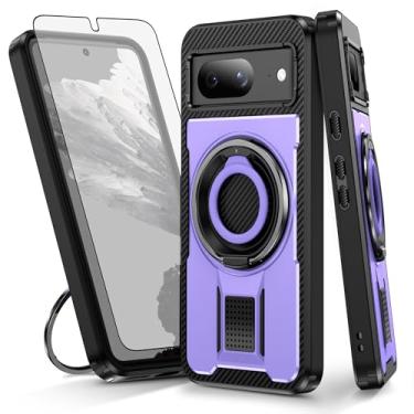 Imagem de Asuwish Capa de celular para Google Pixel 8 5G com protetor de tela de vidro temperado e suporte de anel à prova de choque com suporte de proteção para celular celular de camada dupla Pixel8 oito