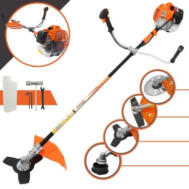 Imagem de Roçadeira Robusta Vulcan VR520H À Gasolina 52cc 2,5HP 4 Opções de Corte Com Lâmina Facão, Lâmina 3 Pontas, Lâmina 40 Dentes Vídea e Carretel de Nylon