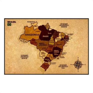 Imagem de Quadro De Cortiça Painel Decorativo 90x60 Mapa Do Brasil Para Pinar Ma