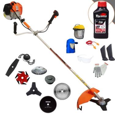 Imagem de Roçadeira Vulcan VR620H 3HP 62cc + Facas 2 Pontas, 3 Pontas, 6 Pontas, 40 Dentes Vídea, 80 Dentes, Trimmer, Carretel e Escova + EPI + ÓLEO TOYAMA 2T