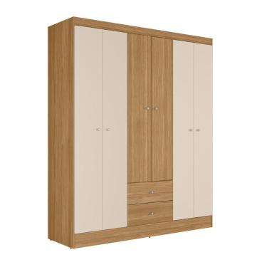 Imagem de Guarda Roupa Casal 6 Portas 2 Gavetas Itália Freijó Off White Kits Paraná Freijó Off White