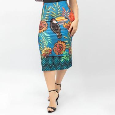 Imagem de Saia Midi Feminina Floral Estampada Casual Moda Elegante Confortável T