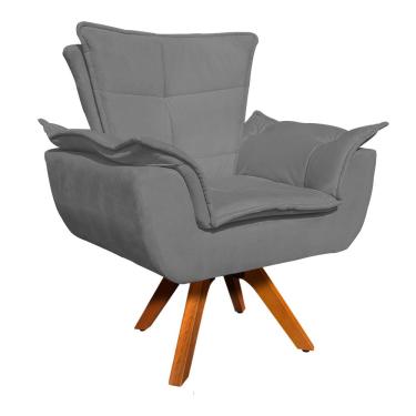 Imagem de Poltrona Sala de Estar Giratória MM30 Opala Suede Grafite D03 - D'Rossi