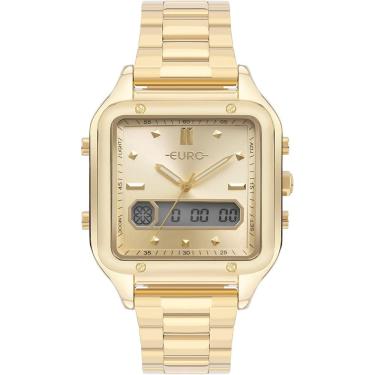 Imagem de Relógio Euro Feminino Ref: Eubj3890aat/4h Anadigi Retangular Dourado
