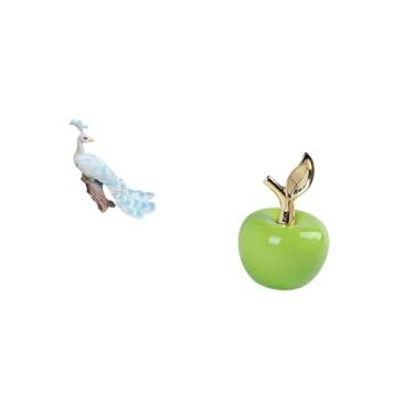 Imagem de Fenteer Escultura de Pavão, Estatueta Decorativa, Ornamento de Jardim, Artesanato, Estátua para Decoração de Casa, Quintal, Simulação de Arte, Cerâmica, Fruta