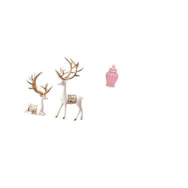 Imagem de Fenteer Escultura de Rena Europeia, Jarra de Cerâmica com Gengibre, Amante de Veados, Artesanato Colecionável, Arranjo Floral, Ornamento, Vaso de Armazenament