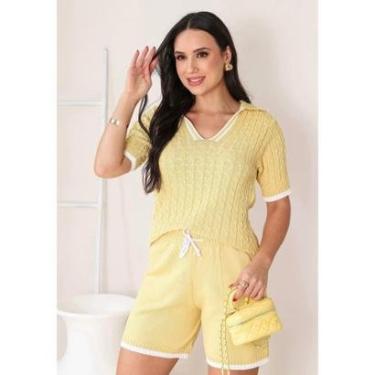 Imagem de Conjunto de tricot modal premium feminino moda vintage verão clássico-Feminino