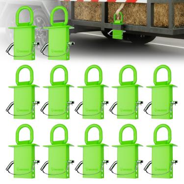 Imagem de SALUINOKI Anel D de bolso de estaca para serviço pesado de reboque, anel em D para amarrar no bolso verde galvanizado com cordão antiperda e luvas com carga de quebra de 7,3 kg (conjunto de 12)