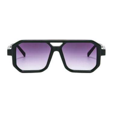 Imagem de Óculos de sol femininos retrô quadrados, com proteção UV, armação de metal leve, Armação verde escura, peça cinza dupla, One Size