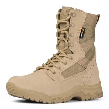 Imagem de Botas Táticas Masculinas Free SOLDIER de 20,32 cm Leve, Botas de Combate de Camurça Durável Botas de Trabalho Militar Botas de Deserto, Tan, 8.5