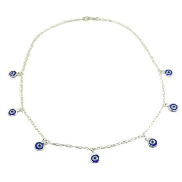 Imagem de Colar Chocker Olho Grego Azul  Prata Legitima 925 - Lojas La&Ny