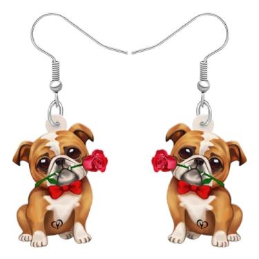 Imagem de Brincos pendentes de acrílico para cães buldogue britânico, joias fofas, presentes para mulheres, adornos de animais de estimação, Medium, Acrílico, Sem pedra preciosa