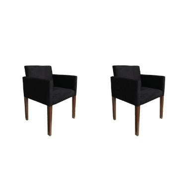 Imagem de Kit 2 Poltronas Nina Para Escritório Sala De Recepção Tecido Suede - Preto - Cor: Preto