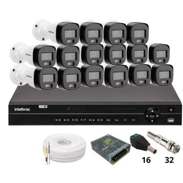 Imagem de Kit 16 Câmeras Intelbras 3220b Full Color Com Áudio Dvr Intelbras Mhdx 1232 Sem Hd