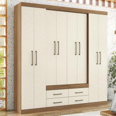 Imagem de Guarda-Roupa Casal Barbados 8 Portas 4 Gavetas Jatoba/Areia - Pnr Móve