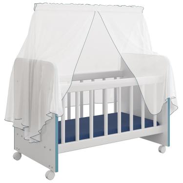 Imagem de Berço Para Boneca Magia C02 Brinquedo Infantil Branco Azul