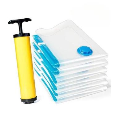 Imagem de Kit Com 10 Sacos A Vácuo 50Cm X 60Cm Cada Acompanha Bomba - Generico