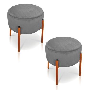 Imagem de Kit 2 Puffs Iron Suede Cobre Grafite