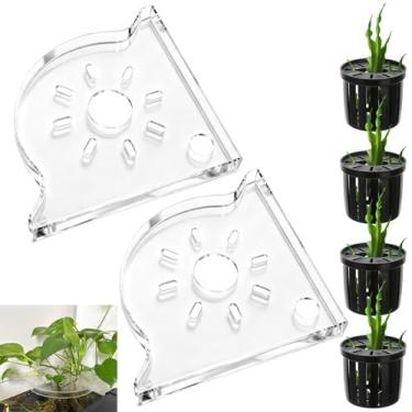 Imagem de Hokoad 6 peças/conjunto de suportes para plantas de aquário, suporte de planta de aquário de canto para aquário sem aro, prateleira de plantas de aquário de acrílico para plantas aquáticas, decoração